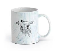 AYUEHBN Vajilla de para Hogar Atrapasueños con plumas de flecha （11oz/320ml） una bebida matutina, bodas, cumpleaños, regalos para mujeres, Día del Padre, madres, niñas y niños Azul mármol