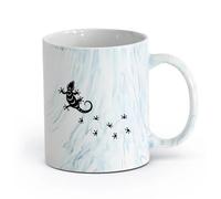 AYUEHBN Vajilla de para Hogar Huellas de lagarto, pasos y ranas （11oz/320ml） una bebida matutina, bodas, cumpleaños, regalos para mujeres, Día del Padre, madres, niñas y niños Azul mármol