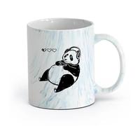 AYUEHBN Vajilla de para Hogar Lindo panda de dibujos animados gamer （11oz/320ml） Regalo divertido para amantes del café, mejores amigos del trabajo, compañeros de trabajo y amigos Azul mármol