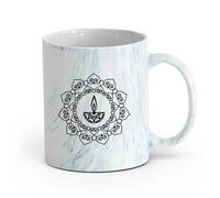 AYUEHBN Vajilla de para Hogar Vela talismán del budismo mandala （11oz/320ml） una bebida matutina, bodas, cumpleaños, regalos para mujeres, Día del Padre, madres, niñas y niños Azul mármol