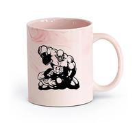 AYUEHBN Vajilla para Hogar Luchadores MMA Artes Marciales Deportes （11oz/320ml） Regalo divertido para amantes del café, mejores amigos del trabajo, compañeros trabajo y amigos Rosa mármol