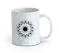 AYUEHBN Vajilla para Hogar Mandala Mehndi Flor Loto Yoga Budismo （11oz/320ml） Regalo divertido para amantes del café, mejores amigos del trabajo, compañeros trabajo y amigos Azul mármol