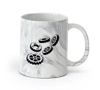 AYUEHBN Vajilla para Hogar Taller volantes y servicio automóviles （11oz/320ml） Regalo divertido para amantes del café, mejores amigos del trabajo, compañeros trabajo y amigos Negro mármol