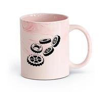 AYUEHBN Vajilla para Hogar Taller volantes y servicio automóviles （11oz/320ml） Regalo divertido para amantes del café, mejores amigos del trabajo, compañeros trabajo y amigos Rosa mármol