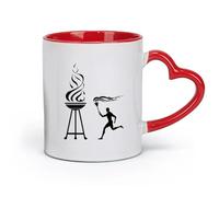 AYUEHBN Vasos de cerámica para juegos en casa, antorcha, fuego, deportista, deporte (320 ml), elegantes y duraderos, aptos para microondas y lavavajillas.