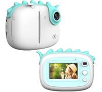 AYUNJIE Cámara Infantil de Dibujos Animados Mini Foto Digital Impresora Térmica con Pantalla Táctil de 3,0 Pulgadas, Cámara Infantil de Doble Cámara, Resistencia A Caídas (Azul)