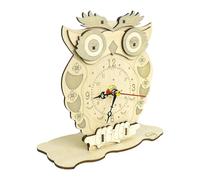 AYUNJIE Práctico Rompecabezas Científico Rompecabezas 3D Búho de Madera Reloj de Escritorio Creativo Pequeños Adornos para Kindergarten Regalos