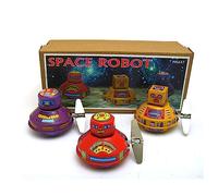 AYUNJIE Retro MS647 Robot Espacial Estaño Juguete Artesanía Creativo Vintage Wind Up Juguete Coleccionable Niños Regalo Niños Niñas Padre-Hijo Interacción