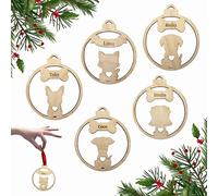 ayurvana Bambalina de Mascota Personalizada en Madera Amantes de Mascotas, Adorno de Navidad con Silueta y Nombre Grabado - Decoración Natural y Personalizada (Pack de 4)