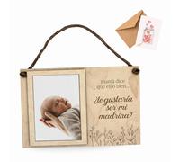 ayurvana Marco Madrina - Regalo Personalizado para Madrinas con Frases Grabadas - Cuadro Decorativo de Madera para Pared - Ideal para Bautizo, Comunión, Cumpleaños o Ser Madrina