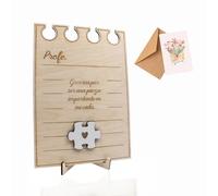 Ayurvana Regalo Profesora Fin de Curso - Lámina de Madera Grabada "Gracias por ser una Pieza Importante" - Detalle de Agradecimiento Maestra con Postal y Base de Madera Incluida