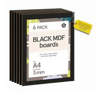 Ayurvana Tablas MDF Negro A4 - Pack de 6 Unidades, 3 mm Grosor - Madera para Grabado Láser, Corte CNC y Manualidades - Tablero de Madera Decorativo Negro Mate