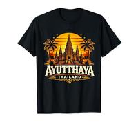 Ayutthaya Tailandia Puesta de Sol Templo Viajes Diseño Camiseta