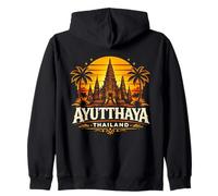 Ayutthaya Tailandia Puesta de Sol Templo Viajes Diseño Sudadera con Capucha