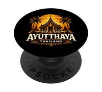 Ayutthaya Tailandia Retro Puesta del Sol Templo Ruinas Viajes Diseño PopSockets PopGrip Adhesivo