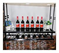 AYVADA Botellero de Techo, Altura Ajustable, Soporte Colgante para Copas de Vino, Soporte para Botellas de Vino Negro, Soporte para Copas de Copas rústicas, Estante de decoración para Bares (Size :