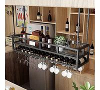 AYVADA Botellero de Techo de Metal Industrial, Altura Ajustable, Soporte para Copas, Soporte para Botellas de Vino, para restaurantes/Bares/hogar/restaurantes (Size : 100cm)