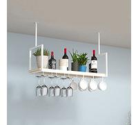 AYVADA Botellero de Techo, Estantes Flotantes Modernos de 1 Capa, Colgador de Vino de Madera de Hierro, Estante de Barra de Cocina Colgante, Estante de Almacenamiento, Soporte Decorativo (Color : W