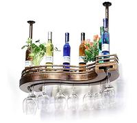 AYVADA Botelleros Colgantes montados en el Techo rústico con Marco de Soporte de Cadena de Hierro, portavasos de Soporte de Metal, Estante de decoración de Techo