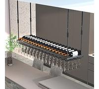 AYVADA Botelleros de Techo, Altura Ajustable, Copas de Metal para Copas de Vino, portabotellas de Vino, Estante Colgante para Copas de Vino, para Bares, cocinas, Restaurante (Size : 120cm)