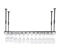 AYVADA Botelleros de Techo para Vino Negro, Altura Ajustable, Soporte para Vino de Metal Industrial, Copas para Copas, Soporte para Botella de Vino de Hierro, Estante Colgante para Copa de Vino, pa