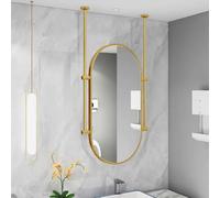 AYVADA Espejo Ovalado Grande, Espejo de baño, Espejo de tocador de Techo, Espejo Decorativo de Pared, Espejo con Barra Colgante y Marco de Metal - Dorado/Negro (Dorado, 50 cm x 70 cm)