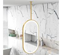 AYVADA Espejo Ovalado para Colgar en el Techo con luz LED, Espejo Decorativo para baño, Espejo de Maquillaje de Pared, Marco de Metal Dorado, 3 Colores Regulables (40 cm x 70 cm)
