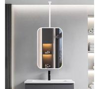 AYVADA Espejo Rectangular Blanco para Colgar en la Pared con Marco de Metal y Brazo (Personalizable), Espejo Flotante de Techo para baño de Hotel, Espejo de Maquillaje suspendido (50 x 70 cm)