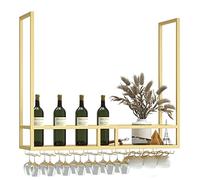 AYVADA Estante de Madera de Hierro Industrial, estantes de Vino de Techo, Copas de Copas de Vino, Estante de exhibición de decoración de cocinas de Bar de restaurantes, Estante de Almacenamiento de