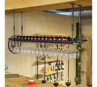 AYVADA Estante de Vino Negro de Metal Industrial, Altura Ajustable, Soporte para Copas de Techo, Estante de Almacenamiento de Copas de Vino Vintage, para restaurantes/Bares/hogar (Size : 100cm)