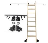 AYVADA Kit de Accesorios para Escalera Deslizante, Juego Completo de rieles de Escalera móvil de Tubo Redondo de Acero Negro, Kit de Escalera de Biblioteca rodante de 3,3 pies a 24 pies con Rodillo