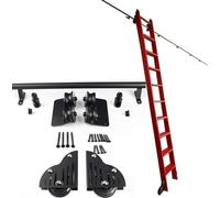 AYVADA Kit de riel para Puerta corredera, riel de Escalera móvil de Tubo Redondo, Kit de Hardware para Biblioteca de Escalera corredera, Kit de riel de Escalera para Biblioteca rodante con Ruedas d