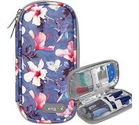 AYVANBER Insulin Cooler Travel Case Pequeño Enfriador de Medicamentos para Diabéticos Bolsa de Enfriamiento Portátil con 2 Bolsas de Hielo de Gel Reutilizables para Suministros (Flor de Begonia)