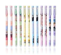 AYVRUOP 12 Piezas BTS Papelería Mercancía,6 Diseños Bolígrafo Gel Borrable,BTS Merchandising,Regalos de Colección para Fans,Con Significado Conmemorativo(Negro)