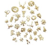 AYVRUOP 50 Piezas de Colgantes de Aleación para Uñas, Adornos 3D para Uñas,Adornos Navidad,pegatinas uñas navidad,Regalos para Mujeres,Aplicables a Fundas para Móviles DIY (Dorados)