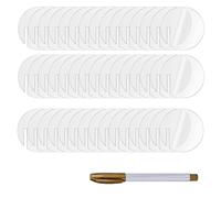 AYVRUOP 60 Piezas Marcadores Para Copas De Vino+2 Marcador De Vidrio,Redondo Transparente Para Bebidas En Forma De Corazón,Marcadores Acrílicos Para Bebidas,Marcador Bebida Acrílico Transparente