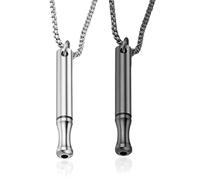 AYVRUOP Collar Respiratorio para Dejar de Fumar, Collar para Dejar de Fumar, Collar Respiratorio para Ansiedad, Estrés, Ataques de Pánico Alivio Meditación, Plata y Negro, 2 Piezas