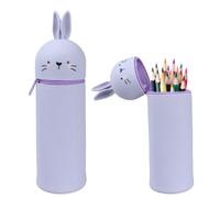 AYVRUOP Estuche Escolar Kawaii 2 en 1 de Silicona Blanda,Estuche de Silicona Extensible,Estuche Niño,Portabolígrafos de Mesa,Cremallera,Estuche Silicona(Lapin/Mauve)