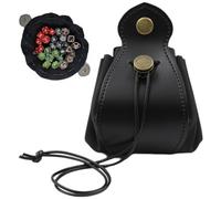 AYVRUOP Leather Dice Bag, Dice Tray, Dice Mat, Coin Bag, Vintage Role Bag with Drawstring for Coins, Dice and Small Accessories,1PCS,Negra
