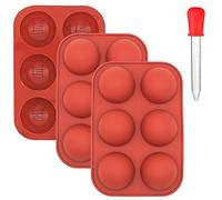 AYWFEY Paquete de 3 moldes de silicona semiesfera medianos de 6 agujeros, moldes para hornear de media esfera de 6 cavidades para chocolate caliente cacao tarta gelatina caramelo cúpula mousse pudín