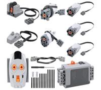 AYWHP 25 piezas Power Functions Juguetes Motor Set Servo Motor Power Function Set con M/L/Servo Motor,Caja de batería,Control de disyuntor, módulo de iluminación, cable de extensión, componentes del