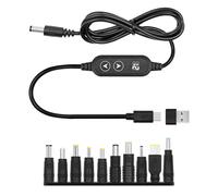 AYWHP Cable adaptador PD y USB a CC 5,5 x 2,1 mm, 5 V/9 V/12 V/15 V/20 V, voltaje ajustable con 10 conectores CC y adaptador de tipo C a USB de 1,2 m, cable adaptador USB a CC compatible con ordenador