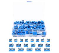 AYWHP Juego de 100 terminales de tornillo PCB, 5 mm, color azul, 2 pines, 3 pines, 4 pines, 300 V, 16 A, bloque de terminales de soldadura compatible con proyectos electrónicos Arduino DIY (80 x 2