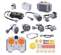 AYWHP Servo Motor Power Toys Function Set,45 PCS Electric Toys Motores con M/L/XL/Servo/Train-Motor,Caja de batería,Mando a distancia por infrarrojos, cable de extensión