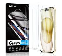 AYWLPP Protector de pantalla para iPhone 15/15 Pro/16, 4 películas de vidrio templado, dureza 9H ultra duradera, protección antiarañazos, sin burbujas, alta sensibilidad, resistente a los impactos
