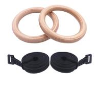 AYWTIUN Anillos de Gimnasia de Madera for niños, Anillo de Gimnasia de 25 mm con Correas Ajustables, Hebillas, Gimnasio de Interior, Patio de Juegos, dominadas para Gimnasia(Strap Length 5m)