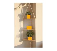 AYWTIUN Corner Shelf Macrame Wall Hanging Wood Floating Shelves Rustic Wall Shelf Decor Storage Rack for Plants Pots Photo Frames para estantería(Size3)