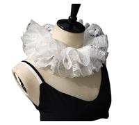 AYWTIUN cuello en capas Cuello falso de encaje con volantes, diseño en capas, chal literario aristocrático palacio, cuello payaso desmontable, accesorios boda(White 1)