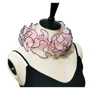 AYWTIUN cuello en capas Cuello falso de encaje con volantes, diseño en capas, chal literario aristocrático palacio, cuello payaso desmontable, accesorios boda(Pink 2)