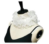 AYWTIUN cuello en capas Cuello falso de encaje con volantes, diseño en capas, chal literario aristocrático palacio, cuello payaso desmontable, accesorios boda(White 2)